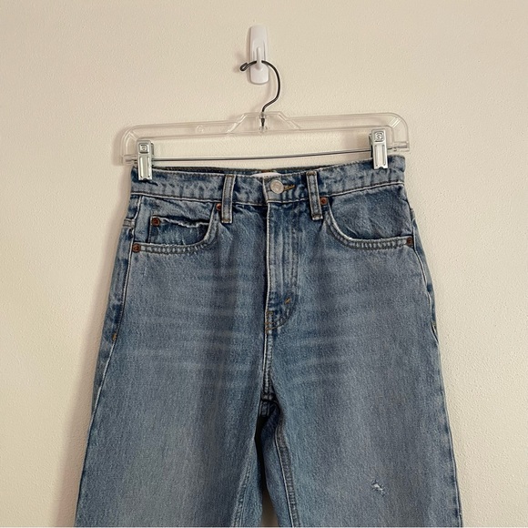 Re/Done 70s Straight Destroyed Sunfaded Indigo Jeans Size 25 - Picture 5 of 12